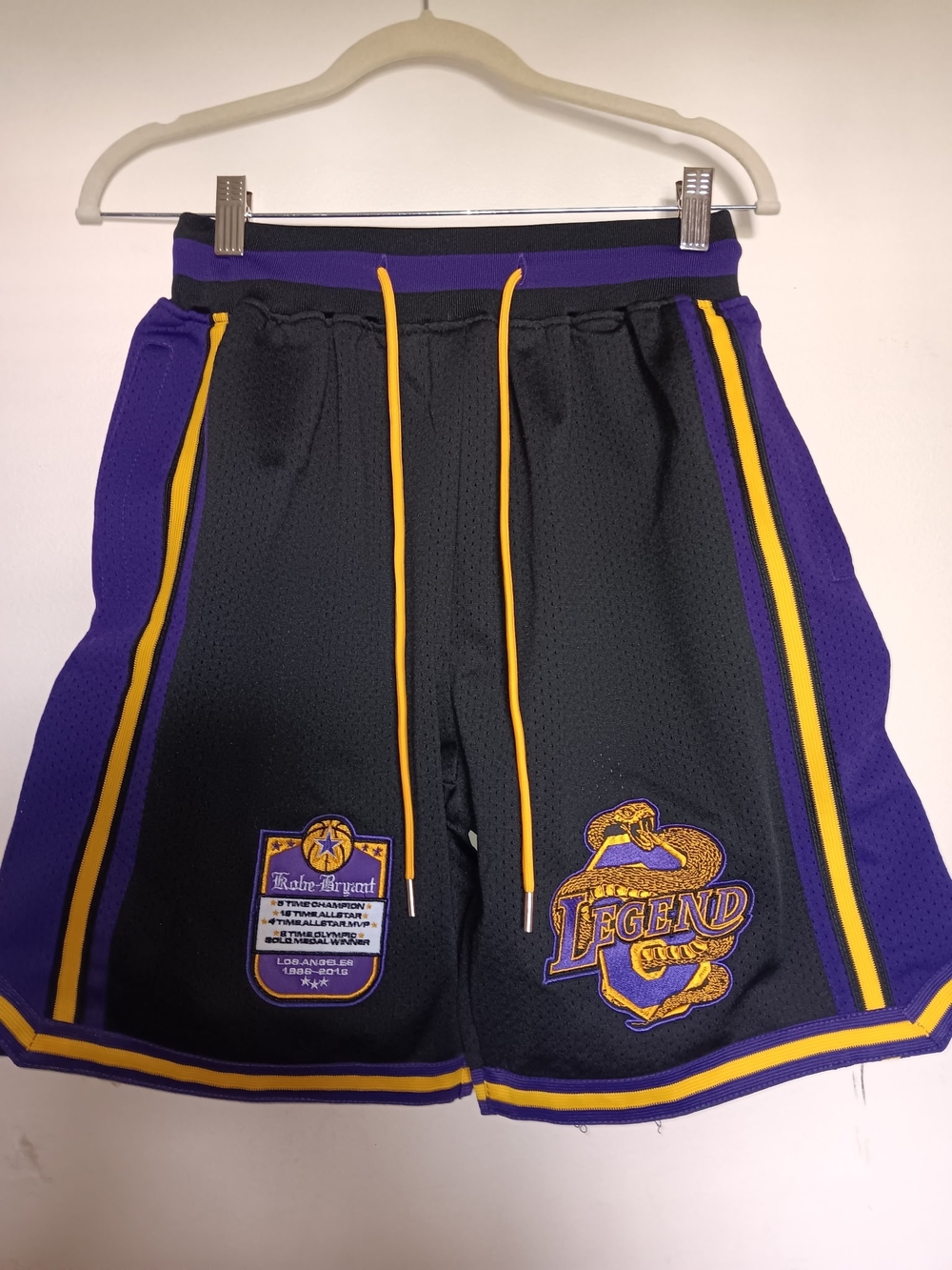 Black, Purple & Yellow Kobe Bryant Athletic Shorts with Drawstring